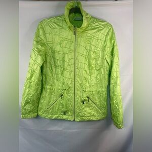 Zenergy by Chicos lime green jacket, crinkled and in a wind suit material